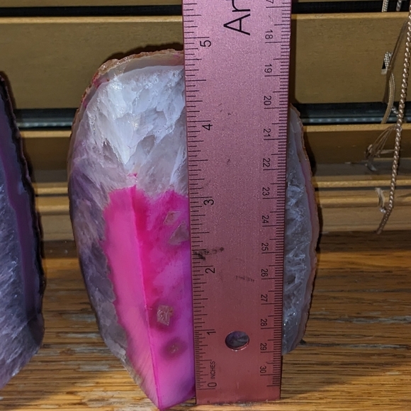 Agate Geode Sections Pair of Dyed Pink​​ - Picture 4 of 15